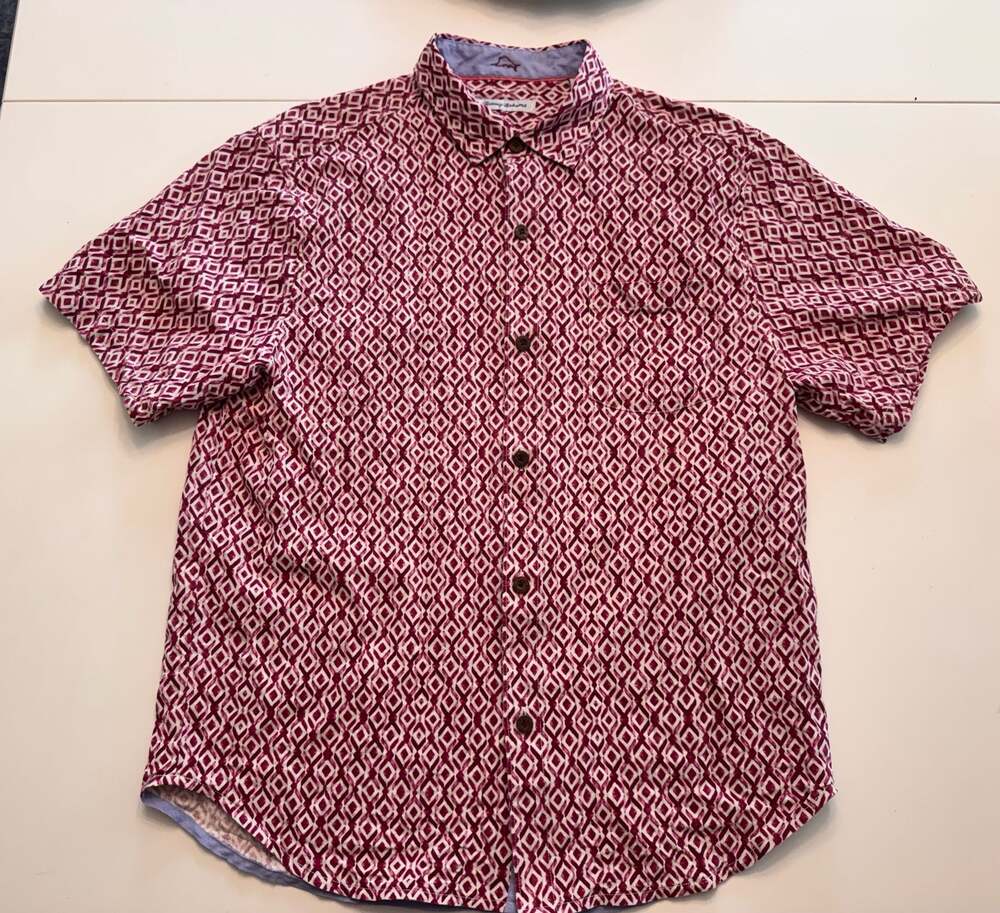 Tommy Bahama Men's Short Sleeve Geometric Print Button Down Shirt